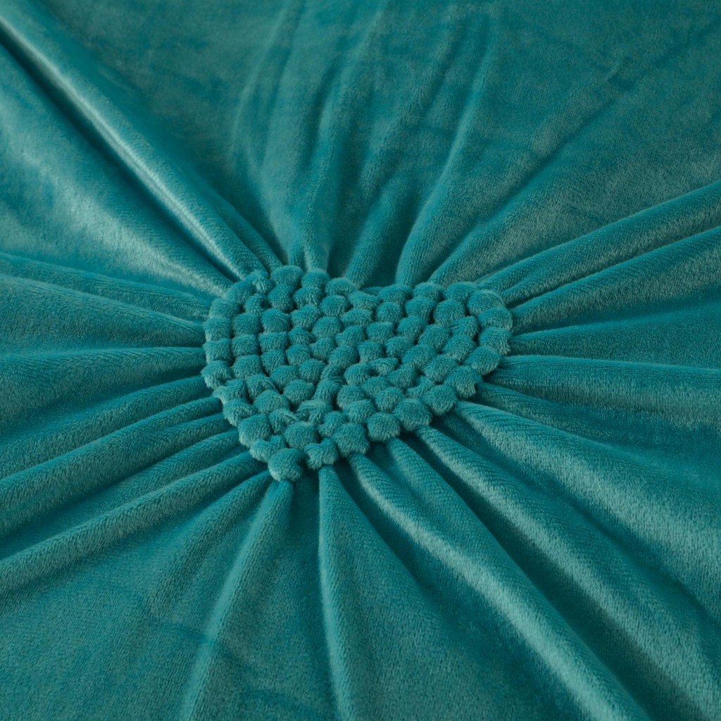 Lenjerie de pat, catifea, 2 persoane, 4 piese, UniDeluxe cu pliuri inimă, 180x200cm, turcoaz , LFC909