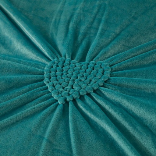 Lenjerie de pat, catifea, 2 persoane, 4 piese, UniDeluxe cu pliuri inimă, 180x200cm, turcoaz , LFC909