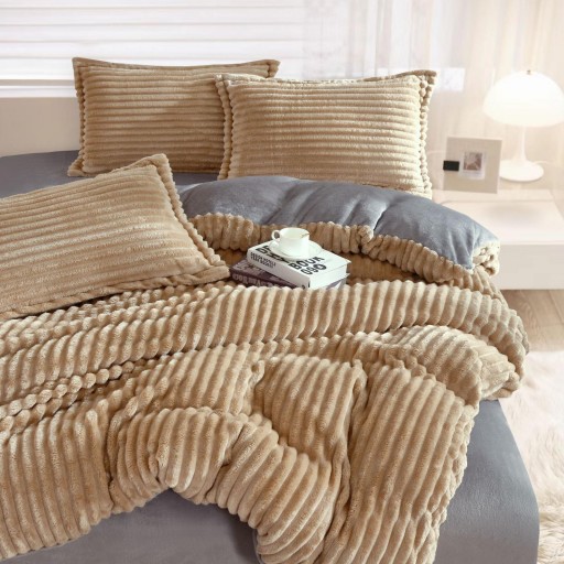 Lenjerie de pat, Cocolino, gofrată, 2 persoane, 4 piese, crem , CCU463