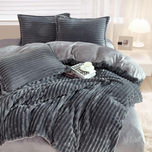 Lenjerie de pat, Cocolino, gofrată, 2 persoane, 4 piese, gri închis, CCU465
