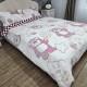 Lenjerie de pat, Cocolino, 2 persoane, 4 piese, cu elastic, crem si roz, cu ursuleti, CC4011