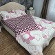 Lenjerie de pat, Cocolino, 2 persoane, 4 piese, cu elastic, crem si roz, cu ursuleti, CC4011