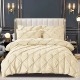 Lenjerie de pat, 2 persoane, finet, 6 piese, UniDeluxe cu pliuri, crem deschis, 230x250cm, LF902
