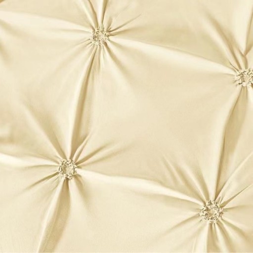Lenjerie de pat, 2 persoane, finet, 6 piese, UniDeluxe cu pliuri, crem deschis, 230x250cm, LF902