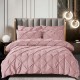 Lenjerie de pat, 2 persoane, finet, 6 piese, UniDeluxe cu pliuri, roz pudrat, 230x250cm, LF904