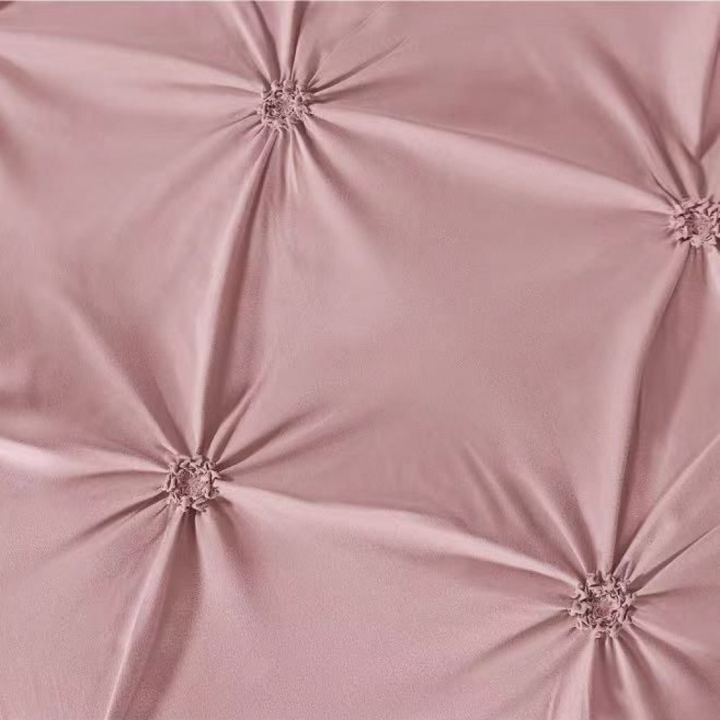 Lenjerie de pat, 2 persoane, finet, 6 piese, UniDeluxe cu pliuri, roz pudrat, 230x250cm, LF904