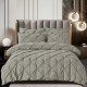 Lenjerie de pat, 2 persoane, finet, 6 piese, UniDeluxe cu pliuri, gri deschis, 230x250cm, LF905