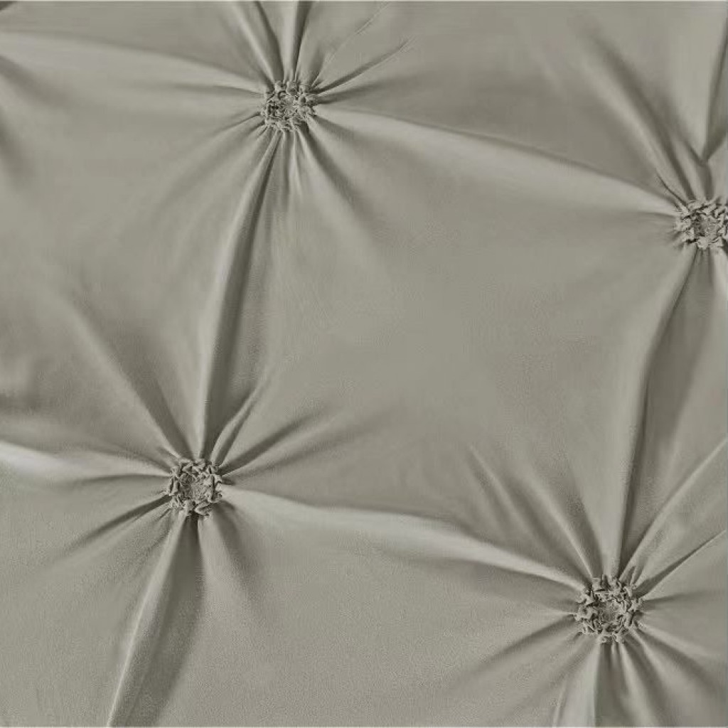 Lenjerie de pat, 2 persoane, finet, 6 piese, UniDeluxe cu pliuri, gri deschis, 230x250cm, LF905