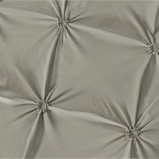 Lenjerie de pat, 2 persoane, finet, 6 piese, UniDeluxe cu pliuri, gri deschis, 230x250cm, LF905