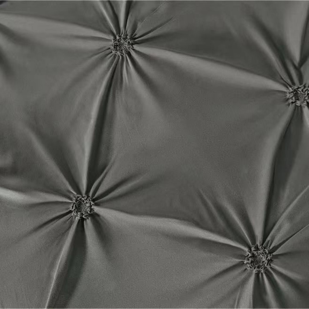 Lenjerie de pat, 2 persoane, finet, 6 piese, UniDeluxe cu pliuri, gri inchis, 230x250cm, LF906