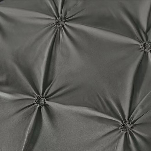 Lenjerie de pat, 2 persoane, finet, 6 piese, UniDeluxe cu pliuri, gri inchis, 230x250cm, LF906