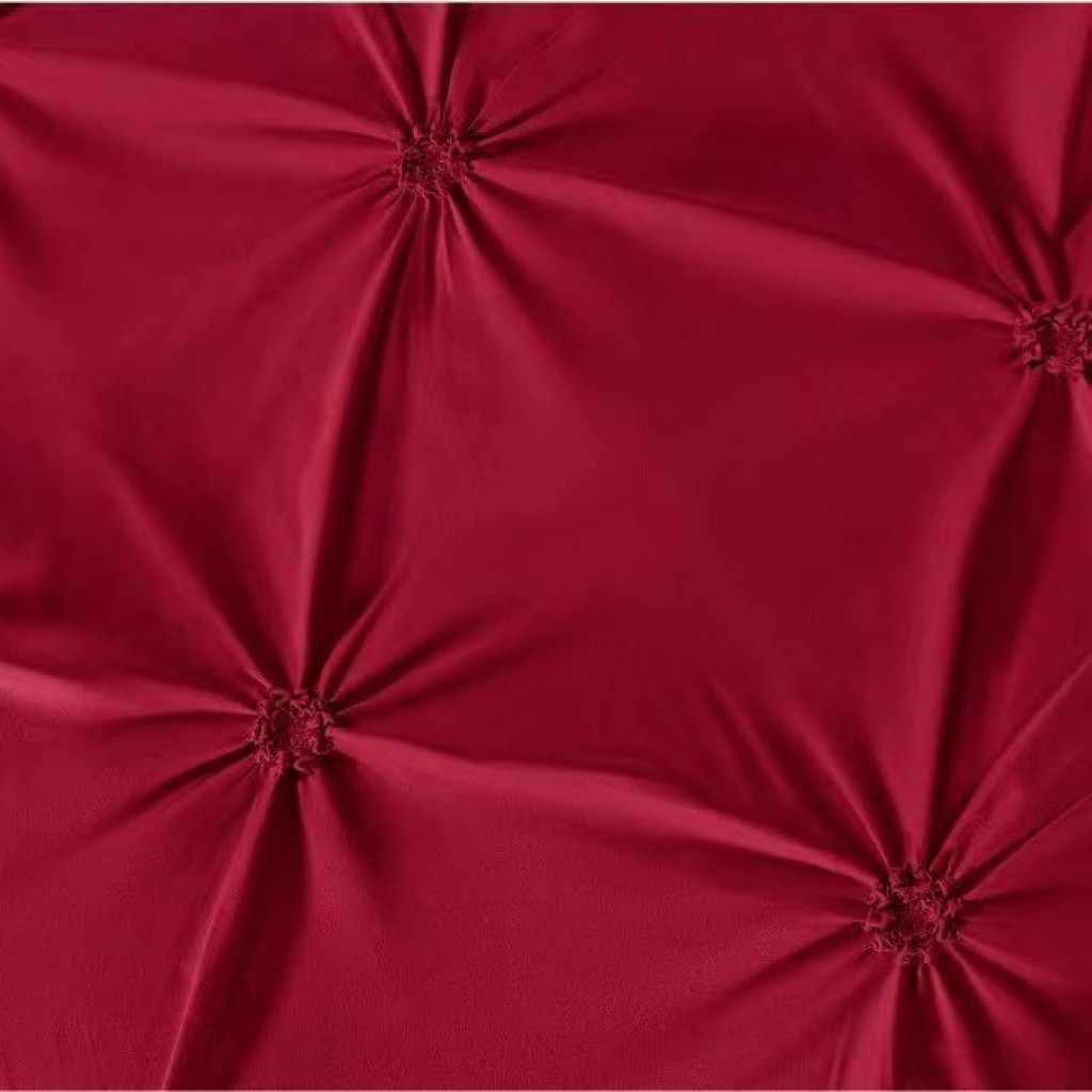 Lenjerie de pat, 2 persoane, finet, 6 piese, UniDeluxe cu pliuri, rosu inchis, 230x250cm, LF908