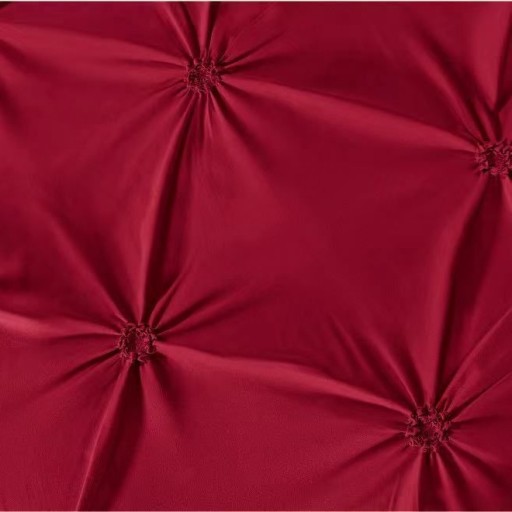 Lenjerie de pat, 2 persoane, finet, 6 piese, UniDeluxe cu pliuri, rosu inchis, 230x250cm, LF908