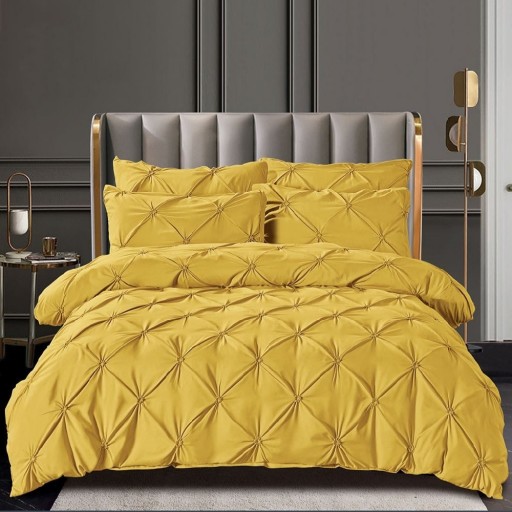 Lenjerie de pat, 2 persoane, finet, 6 piese, UniDeluxe cu pliuri, galben , 230x250cm, LF909