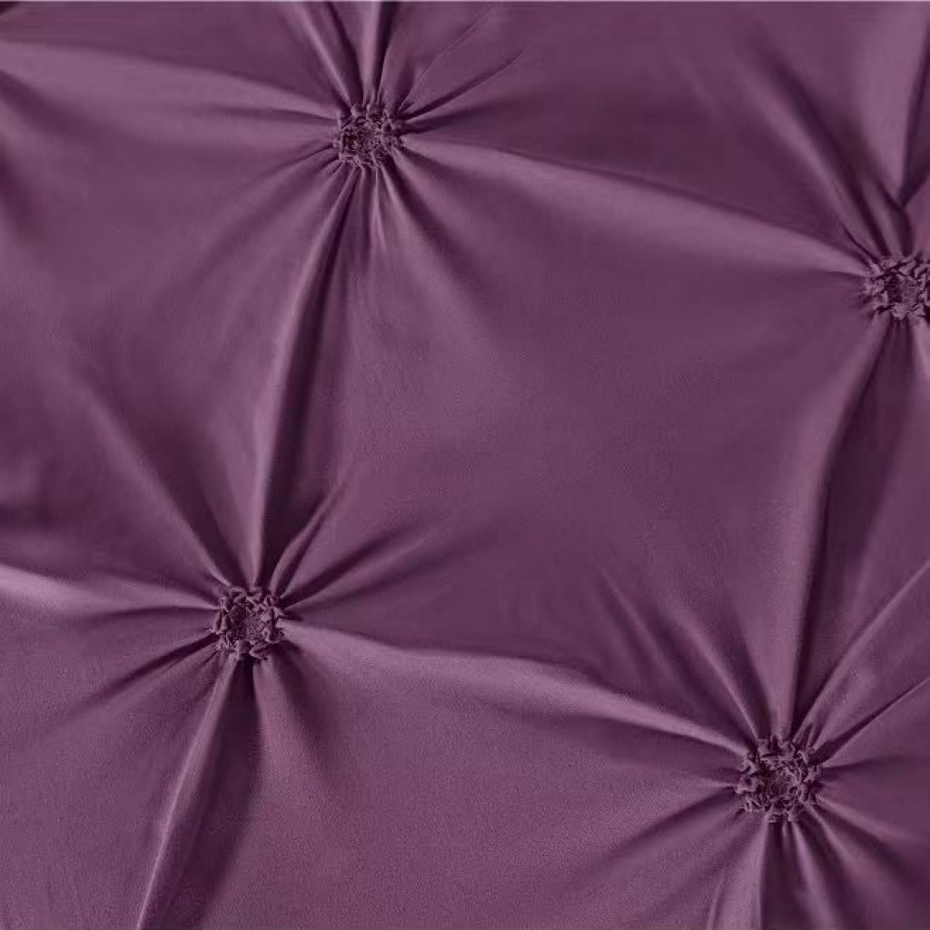 Lenjerie de pat, 2 persoane, finet, 6 piese, UniDeluxe cu pliuri, mov inchis, 230x250cm, LF910
