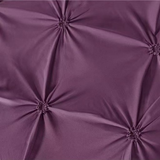 Lenjerie de pat, 2 persoane, finet, 6 piese, UniDeluxe cu pliuri, mov inchis, 230x250cm, LF910
