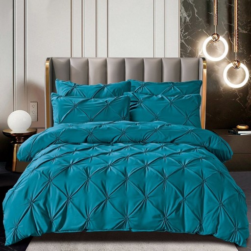 Lenjerie de pat, 2 persoane, finet, 6 piese, UniDeluxe cu pliuri, albastru , 230x250cm, LF912
