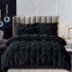Lenjerie de pat, 2 persoane, finet, 6 piese, UniDeluxe cu pliuri, negru , 230x250cm, LF915