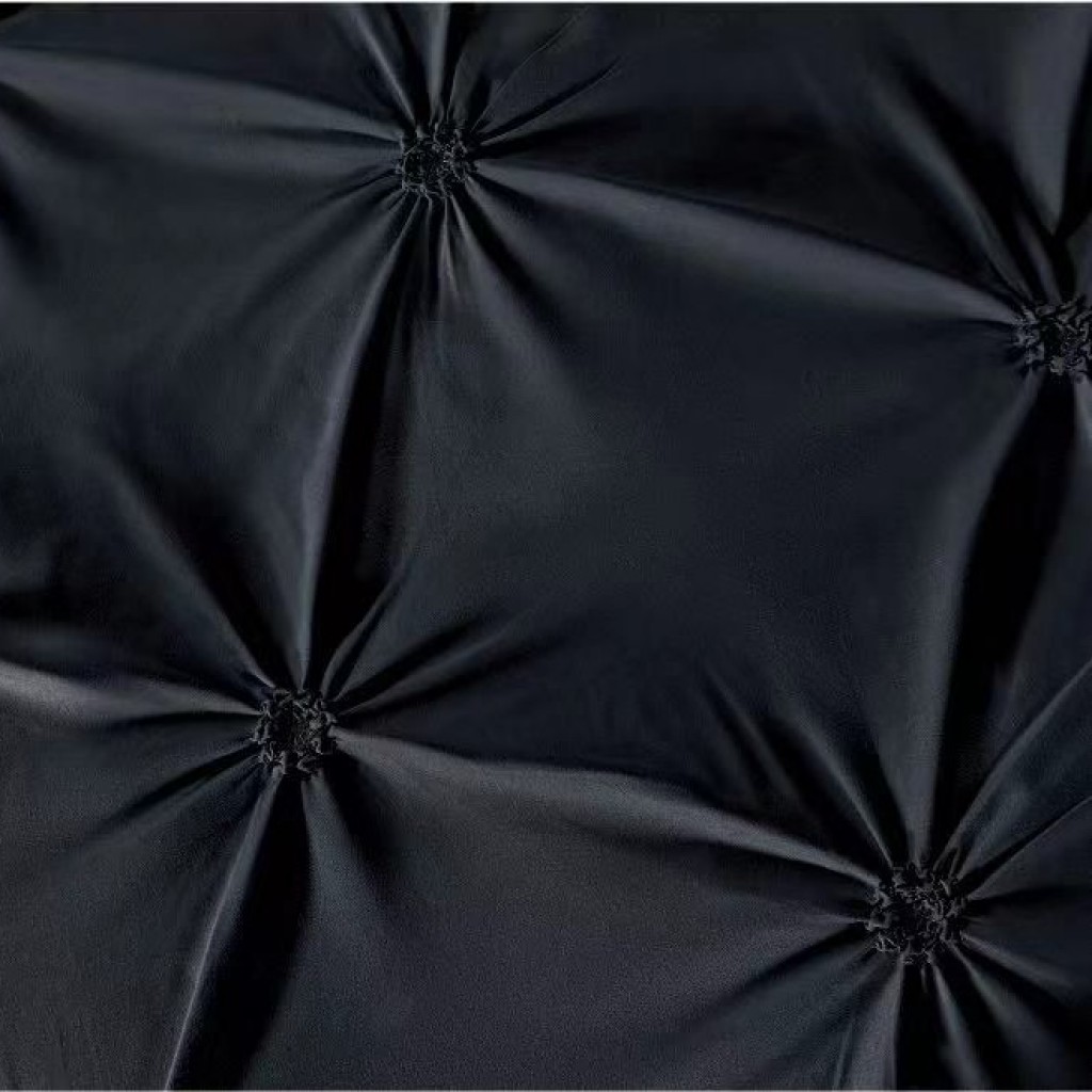 Lenjerie de pat, 2 persoane, finet, 6 piese, UniDeluxe cu pliuri, negru , 230x250cm, LF915