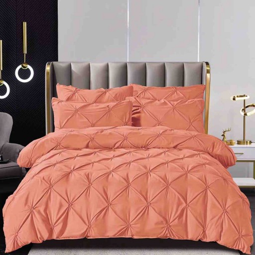Lenjerie de pat, 2 persoane, 6 piese, finet, UniDeluxe cu pliuri, portocaliu, 230x250cm, LF957