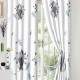 Set Lenjerie de pat, 2 persoane, finet, 8 piese, cu elastic + 2 draperii, alb și albastru, cu pene, LELD805