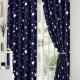 Set Lenjerie de pat, 2 persoane, finet, 8 piese, cu elastic + 2 draperii, albastru și alb, cu steluțe, LELD806