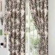 Set Lenjerie de pat, 2 persoane, finet, 8 piese, cu elastic + 2 draperii, crem și maro, imprimeu animal print, LELD809
