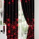 Set Lenjerie de pat, 2 persoane, finet, 8 piese, cu elastic + 2 draperii, negru și roșu, cu steluțe roșii, LELD819