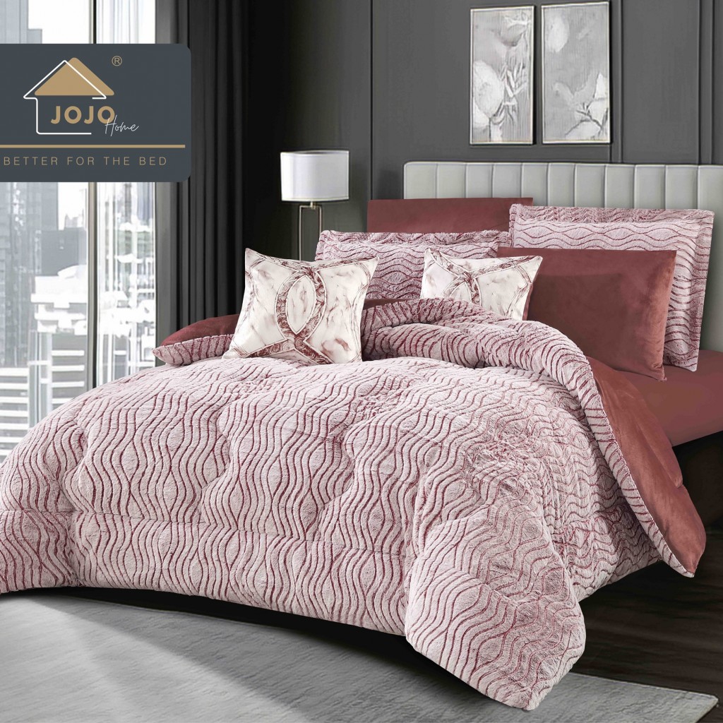 Set Pilotă & Lenjerie de pat, cocolino, cu două fețe, 2 persoane, 6 piese, cu elastic, alb maro, PIL6106