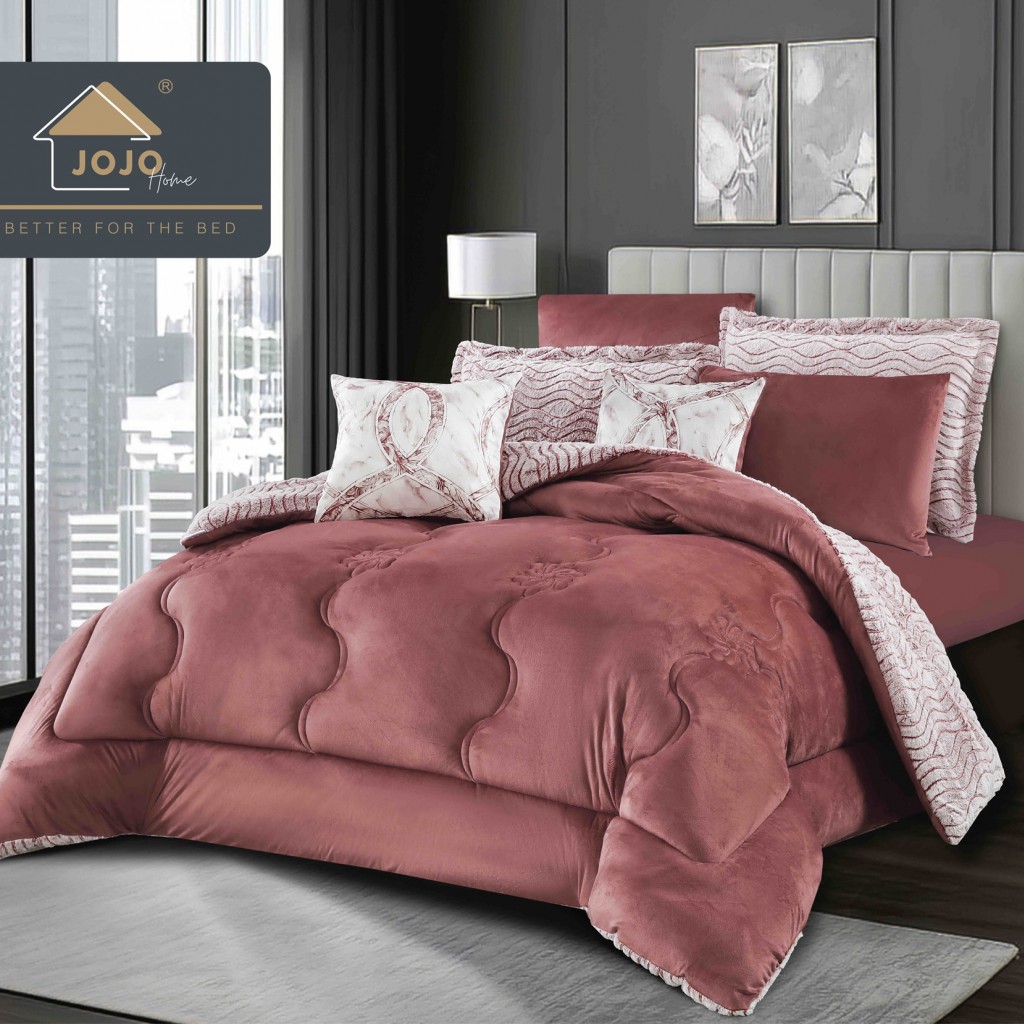 Set Pilotă & Lenjerie de pat, cocolino, cu două fețe, 2 persoane, 6 piese, cu elastic, alb maro, PIL6106