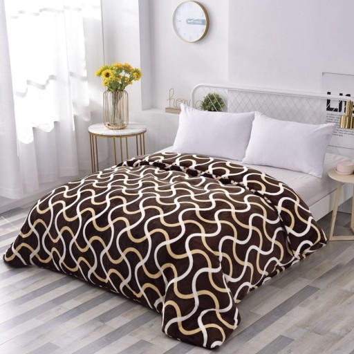 Pătură Cocolino 900gr, 200x230cm, maro , cu linii ondulate crem, PCS135