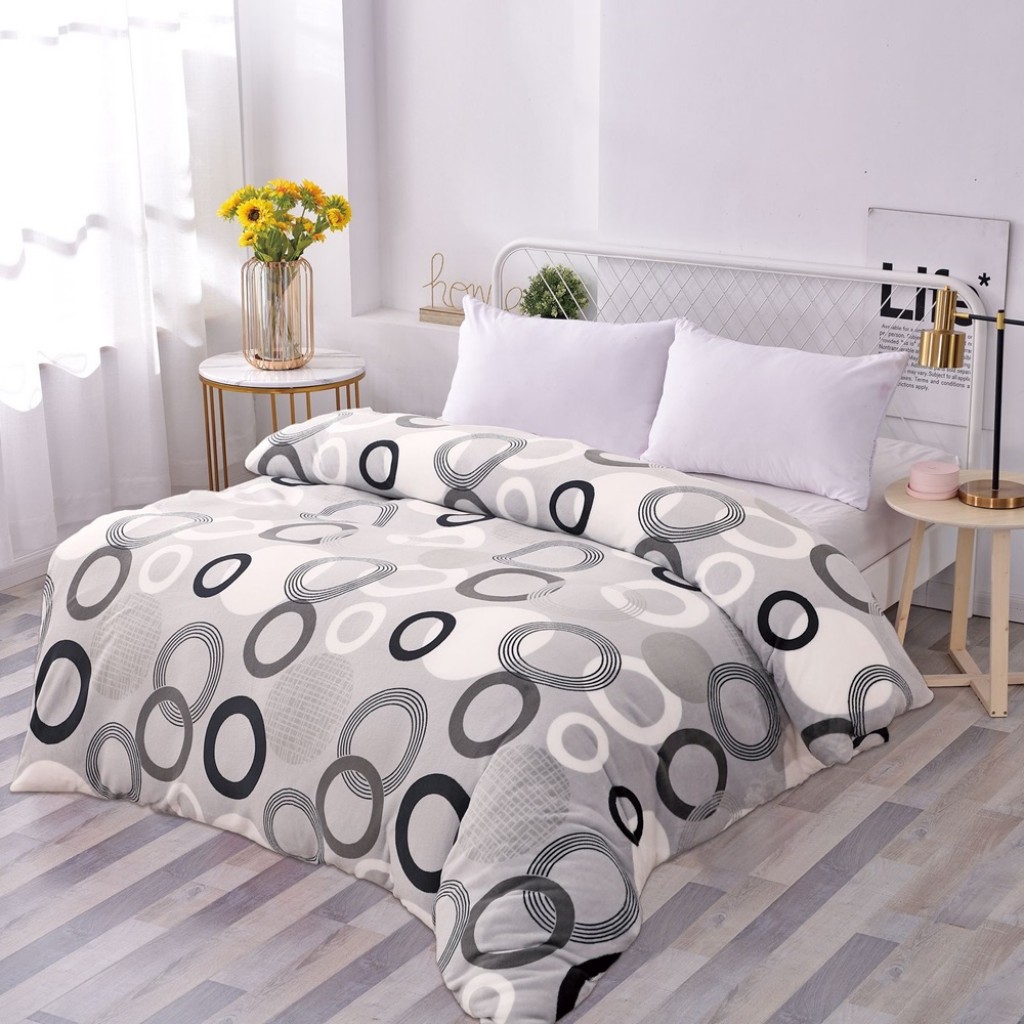 Pătură Cocolino 900gr, 200x230cm, gri , cu cerculețe albe și negre, PCS111