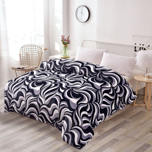 Pătură Cocolino 900gr, 200x230cm, alb negru gri , imprimeu tip zebră, PCS112