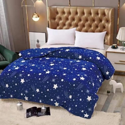 Pătură Cocolino 900gr, 200x230cm, albastru , cu steluțe albe, PCS116