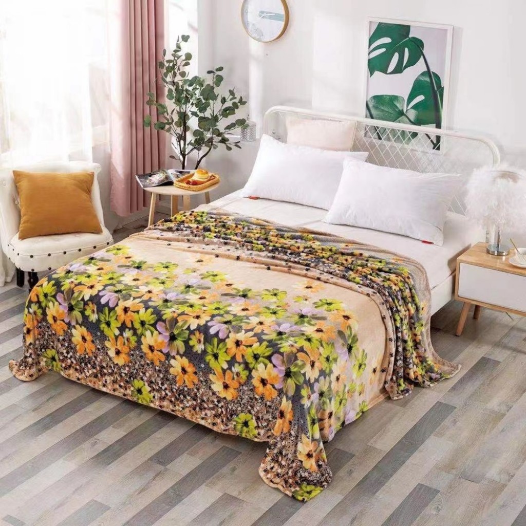 Pătură Cocolino 900gr, 200x230cm, crem , cu floricele, PCS125