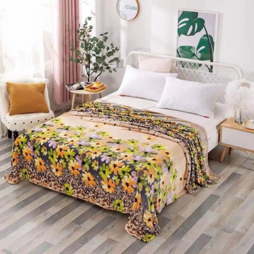 Pătură Cocolino 900gr, 200x230cm, crem , cu floricele, PCS125