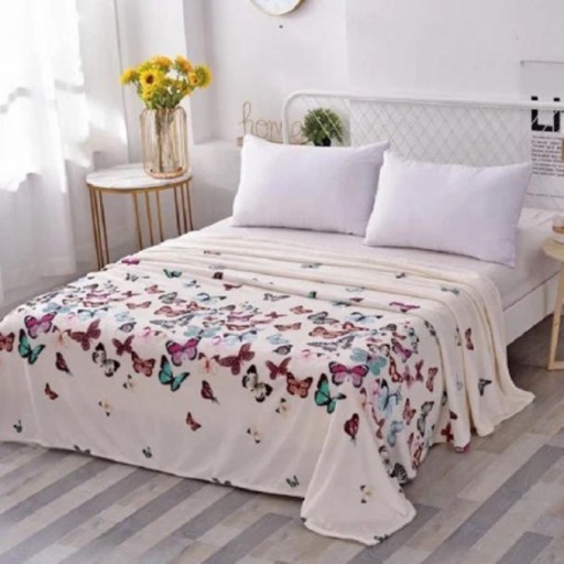 Pătură Cocolino 900gr, 200x230cm, crem , cu fluturași, PCS129