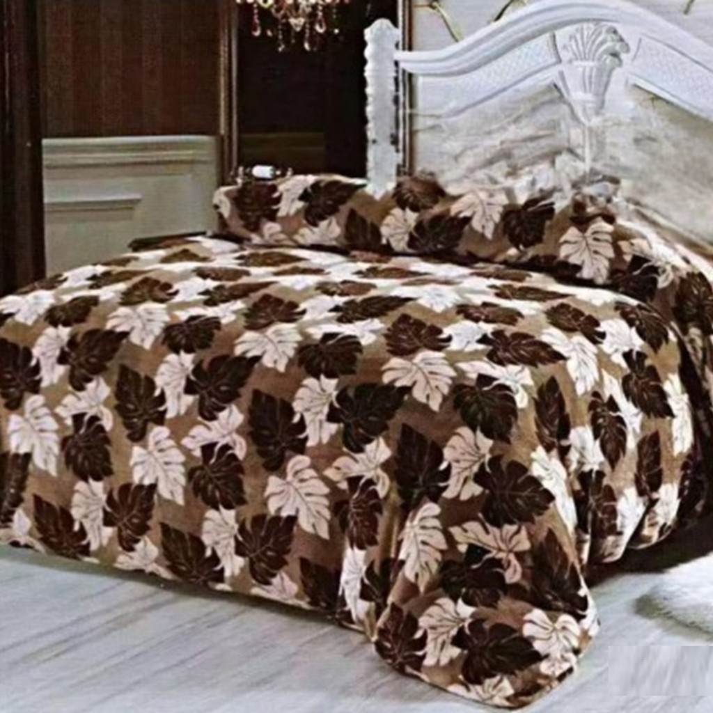 Pătură Cocolino 900gr, 200x230cm, crem și maro, cu imprimeu frunze, PCS152 Pătură Cocolino 900gr, 200x230cm, crem și maro, cu imprimeu frunze, PCS152