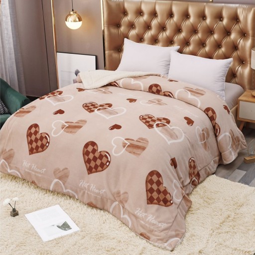 Pătură Cocolino 900gr, 200x230cm, crem , cu inimi maro, PCS179 Pătură Cocolino 900gr, 200x230cm, crem , cu inimi maro, PCS179