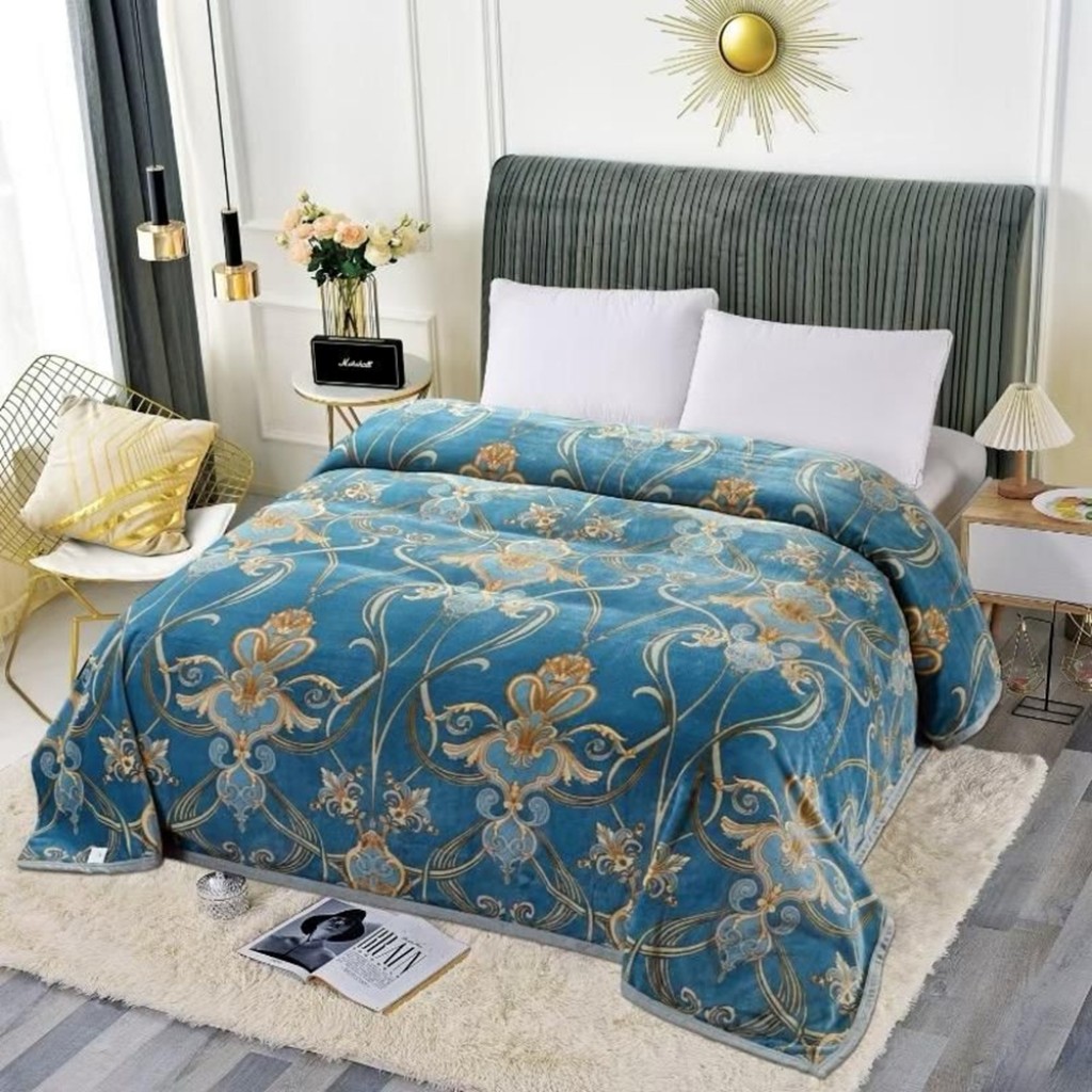 Pătură Cocolino 900gr, 200x230cm, turcoaz , imprimeu auriu, PCS201 Pătură Cocolino 900gr, 200x230cm, turcoaz , imprimeu auriu, PCS201