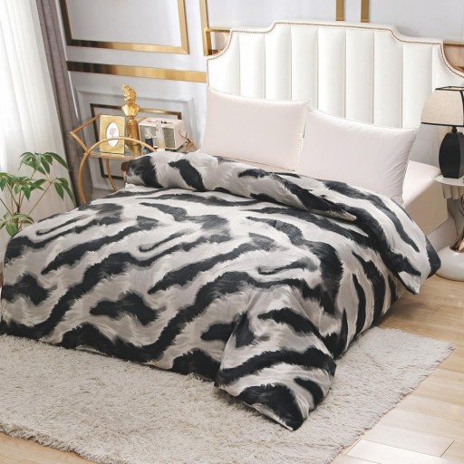 Pătură Cocolino 900gr, 200x230cm, gri negru, imprimeu dungi, PCS203