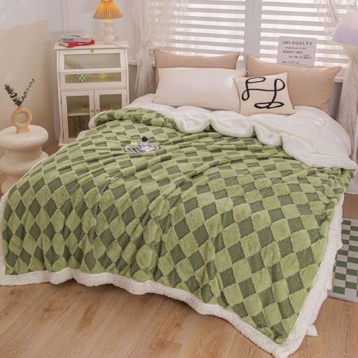 Pătură Cocolino, 200x230cm, Blăniță de Iepure și Catifea Teddy, verde deschis, PCT506