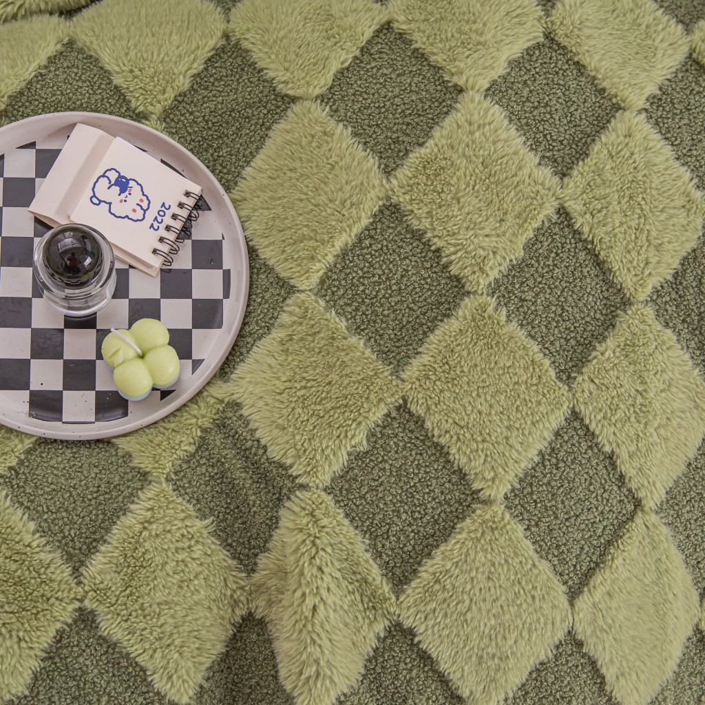 Pătură Cocolino, 200x230cm, Blăniță de Iepure și Catifea Teddy, verde deschis, PCT506
