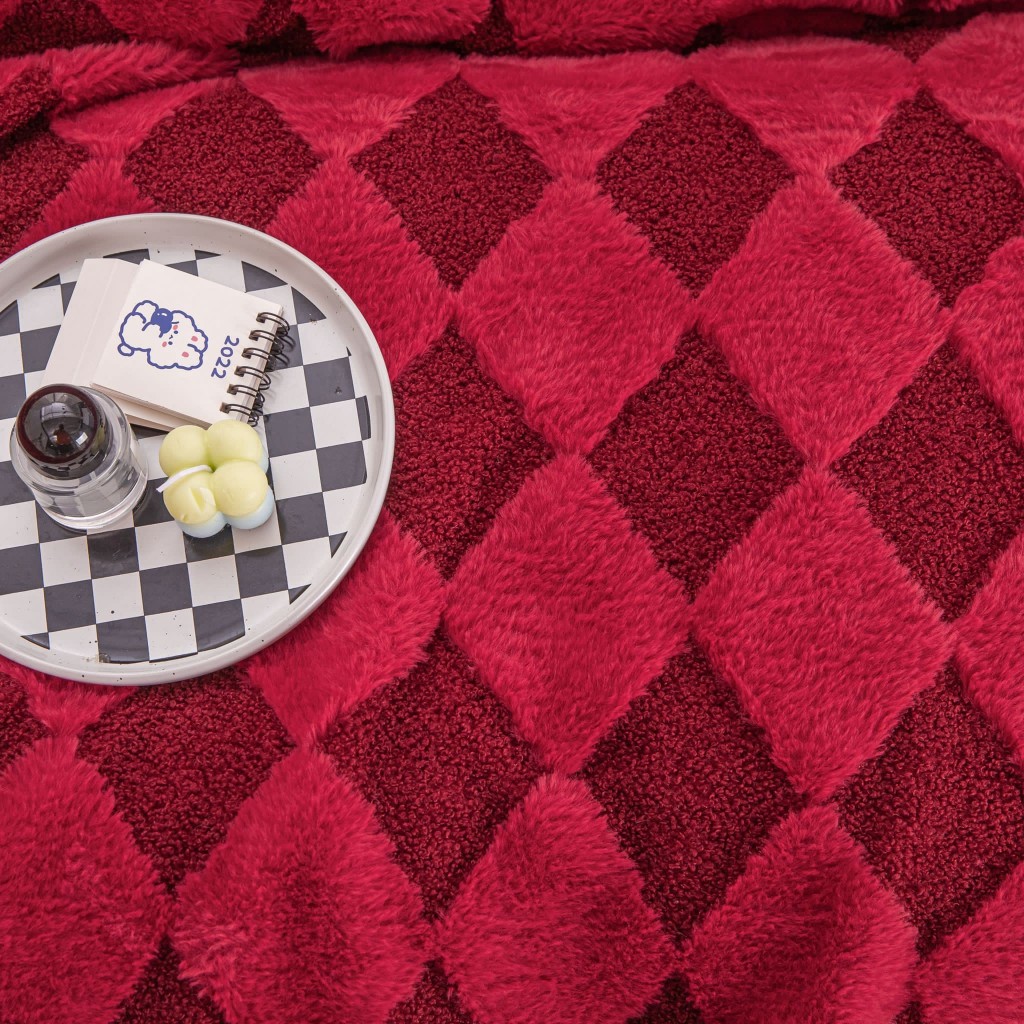 Pătură Cocolino, 200x230cm, Blăniță de Iepure și Catifea Teddy, roșu , PCT508