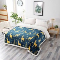 Pătură Cocolino, cu blăniță albă, 200x230cm, imprimeu motiv Crăciun, PCB1009