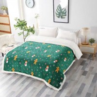 Pătură Cocolino, cu blăniță albă, 200x230cm, imprimeu motiv Crăciun, PCB1010