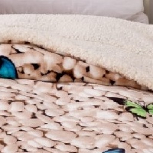 Pătură Cocolino, cu blăniță, 200x230cm, maro , cu pietre și fluturi, PCB60