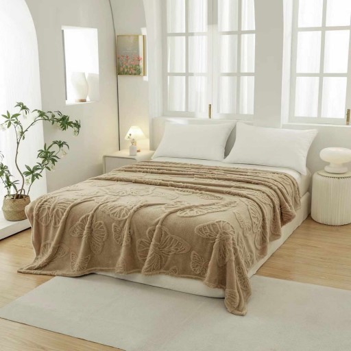 Pătura Cocolino 1200gr, 200x230cm, fluturi 3D în relief, crem , PC552