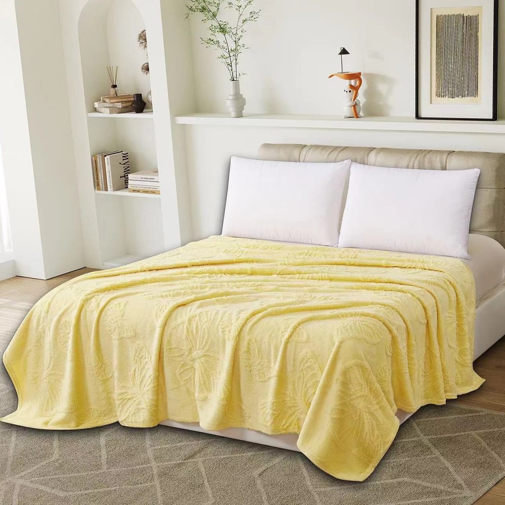 Pătura Cocolino 1200gr, 200x230cm, fluturi 3D în relief, galben , PC564