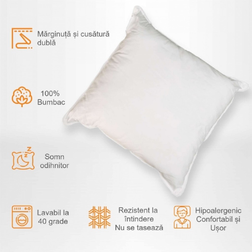 Set 2 perne, alb , cu puf de gasca, 70x70cm, PP01